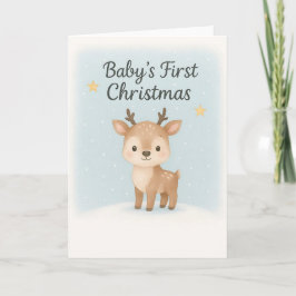 Tarjeta Primer reno de Navidad del bebé dulce y suave fest