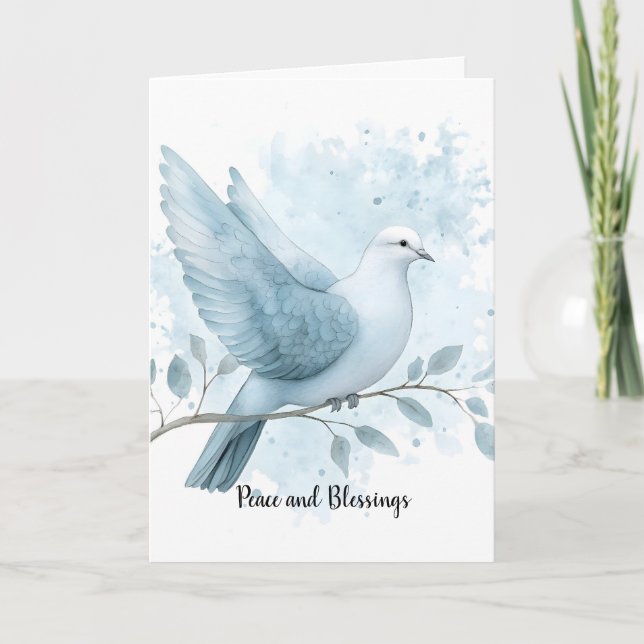 Tarjeta Primera Comunión Azul Felicidades Desea Paloma (Anverso)