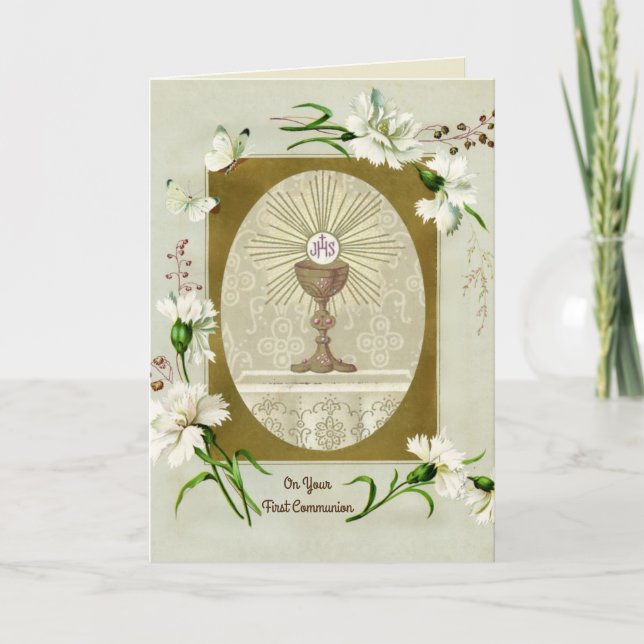 Tarjeta Primera Comunión Católica Tradicional (Anverso)