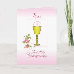 Tarjeta Primera Comunión de la sobrina, Cáliz, Hostia