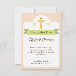 Tarjeta Primera Comunión. Niña.