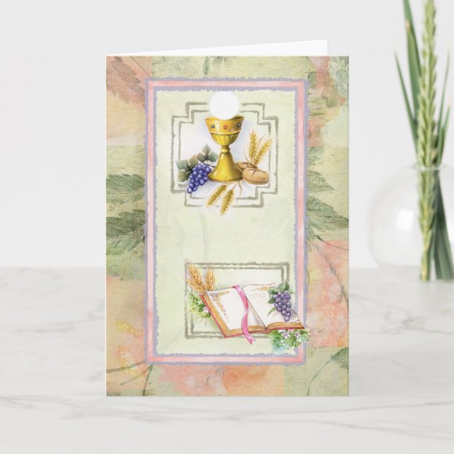 Tarjeta Primera comunión santa, confirmación (Anverso)