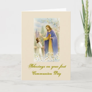 Tarjeta Primera comunión santa - para la enhorabuena -
