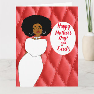 Tarjeta Primera Dama Afroamericana Colcha Roja Día de la M