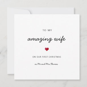 Tarjeta Primera esposa navideña corazón romántico mr y mrs