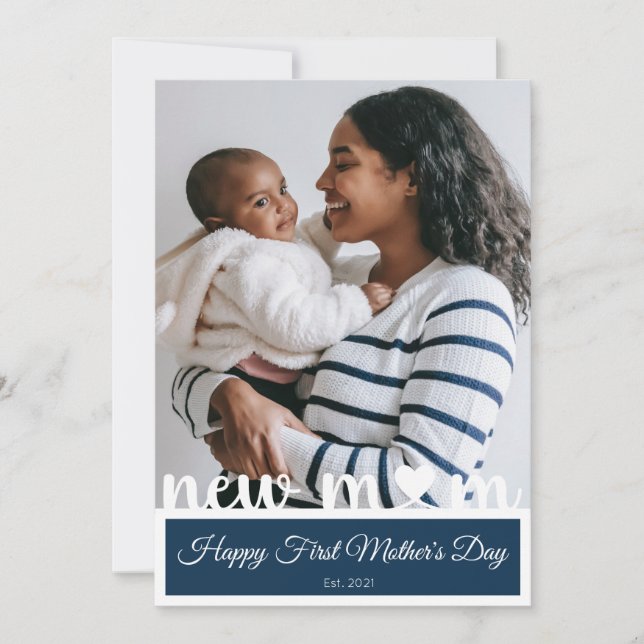 Tarjeta Primera foto de mamá del día de la madre (Anverso)