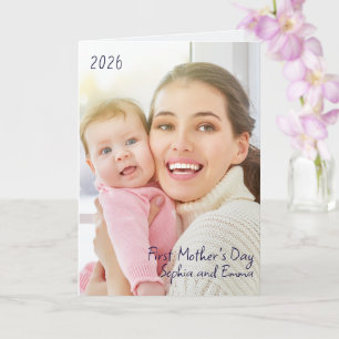 Tarjeta Primera foto y año del día de la madre