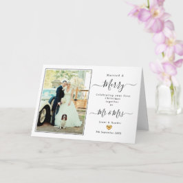 Tarjeta Primera Navidad Casado Sr. y Sra. Gold Heart Card