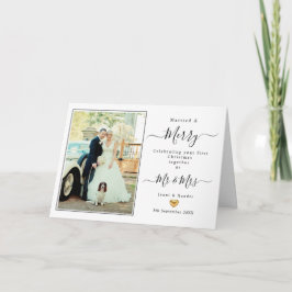 Tarjeta Primera Navidad Casado Sr. y Sra. Gold Heart Card