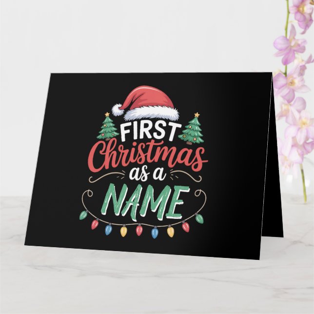 Tarjeta Primera Navidad personalizada como pareja familiar (Orquídea)