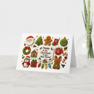 Tarjeta Primera o 1ª Navidad en un nuevo hogar, linda fest