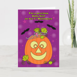 Tarjeta Primera princesa de la calabaza de Halloween de la