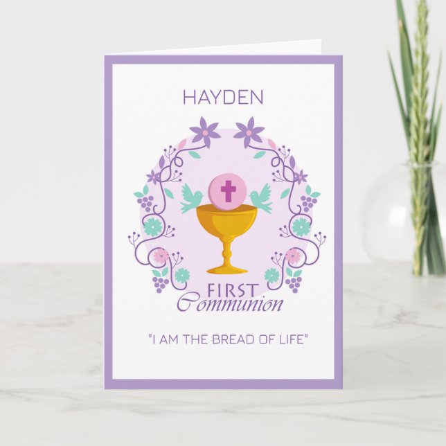 Tarjeta Primeras Bendiciones de la Comunión personalizado (Anverso)