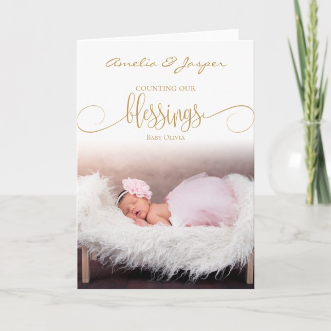Tarjeta Primeras bendiciones de Navidad del bebé - FOTO DE (Anverso)