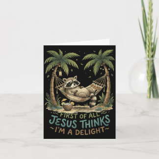Tarjeta Primero De Jesús Piensa Que Un Mapache Divertido E