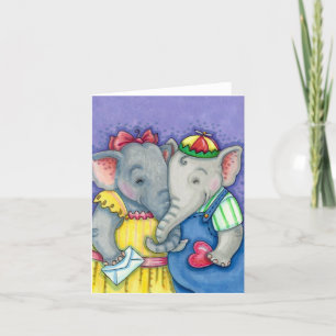 Tarjeta PRIMEROS AMORES DE ELEFANTES BEBÉS, PAquidermos AD