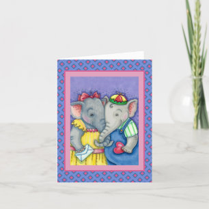 Tarjeta PRIMEROS AMORES DE ELEFANTES BEBÉS, PAquidermos AD