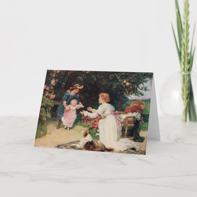 Tarjeta Primeros pasos, 1910, por Fred Morgan (1847-1927) (Anverso)