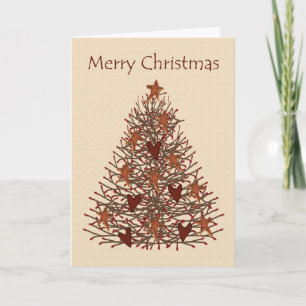 Tarjeta primitiva del árbol de navidad