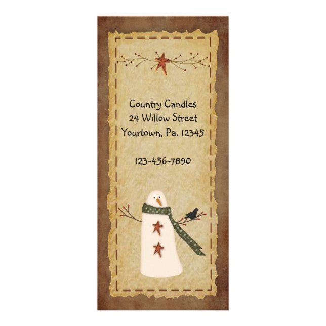 Tarjeta primitiva del estante del muñeco de nieve (Frente)