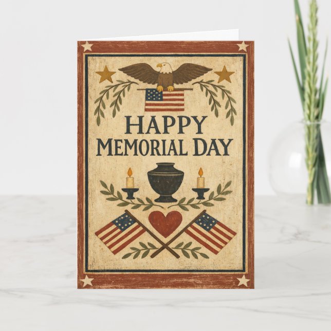 Tarjeta Primitive Americana Memorial Day  (Anverso)