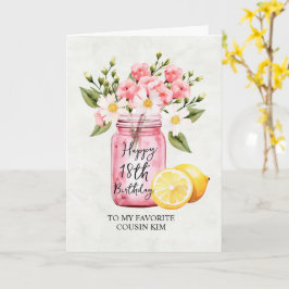 Tarjeta Primo 18 cumpleaños Floral Jar saludo rosa