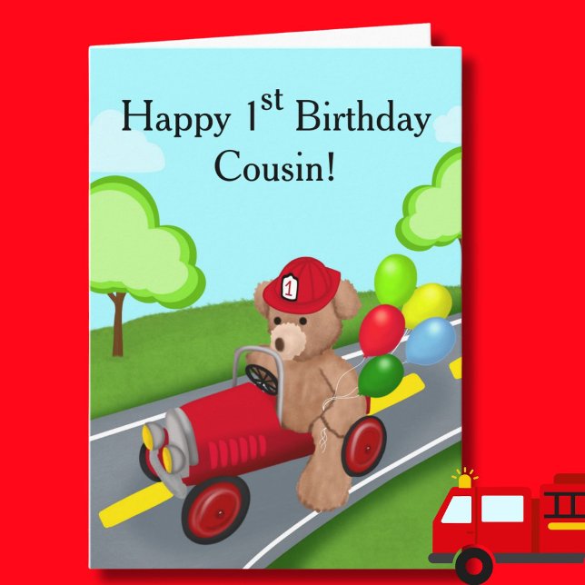 Tarjeta Primo 1er cumpleaños Teddy Bear (Subido por el creador)