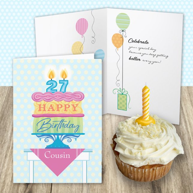 Tarjeta Primo 27.º Pastel De Cumpleaños Con Velas Numérica (Subido por el creador)