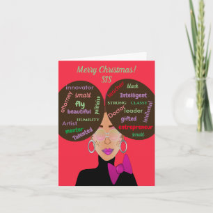 Tarjeta Primo Americano Afro Puff Navidad