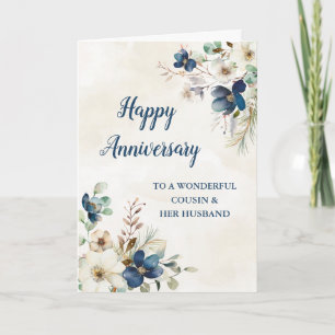 Tarjeta Primo azul y el aniversario de su esposo Boda