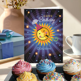 Tarjeta Primo Celestial Sol Universo Feliz Cumpleaños