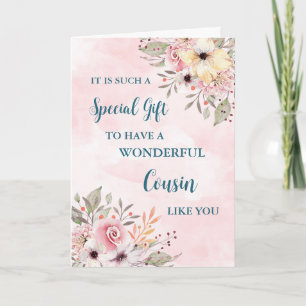 Tarjeta Primo de flores rosadas feliz día de la madre