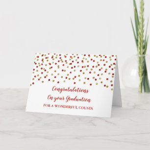 Tarjeta Primo de Oro Rojo Felicitaciones Graduación