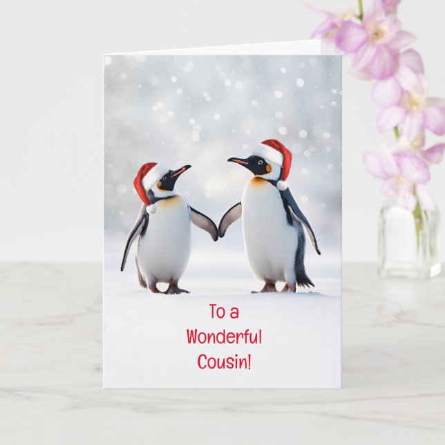 Tarjeta Primo Felices Fiestas Navidades Super Cute Pingüin (Orquídea)