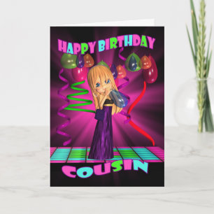 Tarjeta Primo Feliz cumpleaños con un pequeño y lindo plat