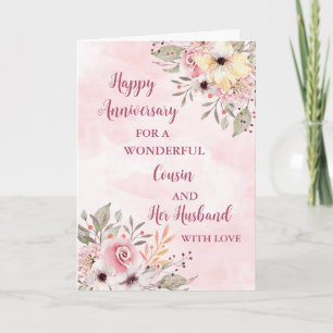 Tarjeta Primo floral y su aniversario Boda esposo