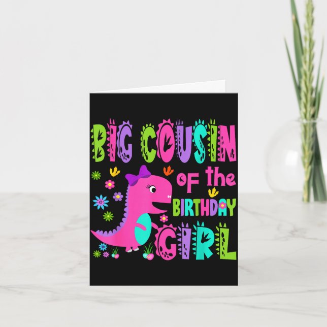 Tarjeta Primo grande de la chica de cumpleaños saurus rex (Anverso)