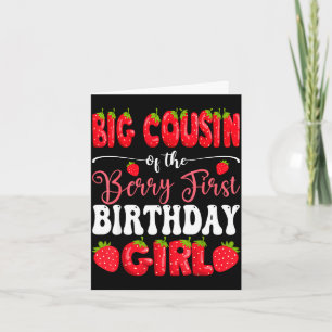 Tarjeta Primo grande de la fresa niña cumpleaños fresa