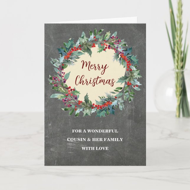 Tarjeta Primo guerrero ruso y Feliz Navidad a la familia (Anverso)