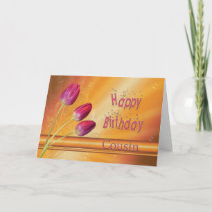 Tarjeta Primo, tulipanes de cumpleaños llenos de sol