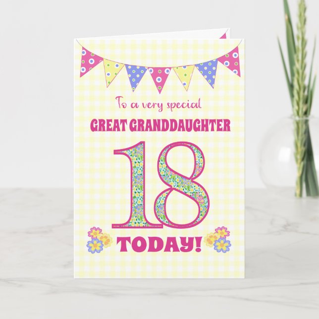 Tarjeta Primrose de cumpleaños número 18 de la gra (Anverso)