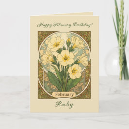 Tarjeta Primrose February Birthday Flowers Art Nouveau Sty
