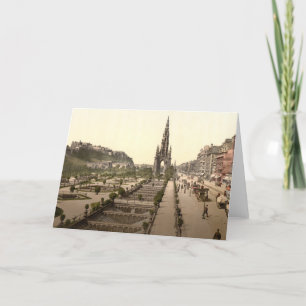 Tarjeta Princes Street, el castillo y el monumento a Scott