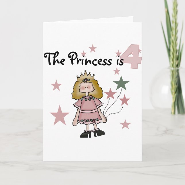 Tarjeta Princesa 4 camisetas de cumpleaños y regalos (Anverso)