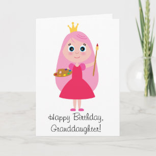 Tarjeta Princesa Artist Granddaughter del cumpleaños