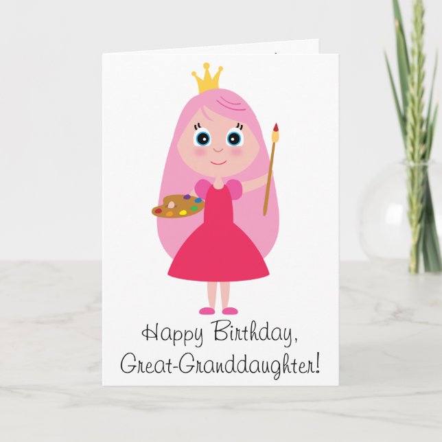 Tarjeta Princesa Artist Great-granddaughter del cumpleaños (Anverso)