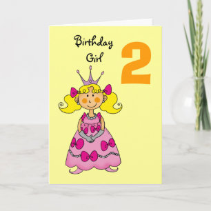 Tarjeta princesa de 2 años (pelo rubio)