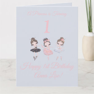 Tarjeta Princesa de Ballerina Rosa Girly Gold