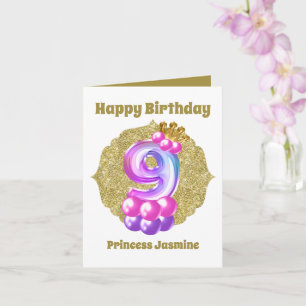 Tarjeta Princesa de Cumpleaños 9 cumpleaños agregar sentim