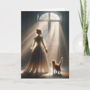 Tarjeta Princesa de cumpleaños con un gatito